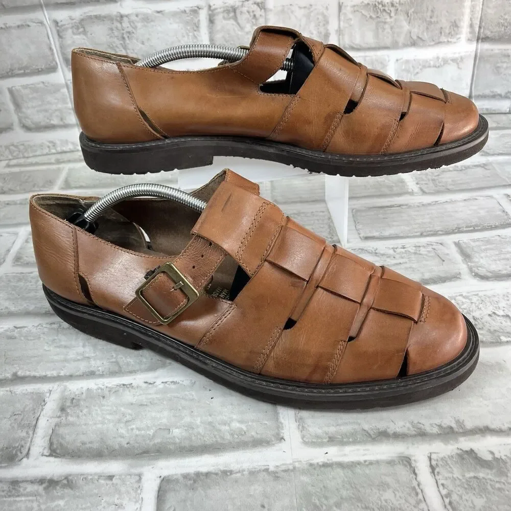 Giorgio Brutini Vintage Men's Size 12 D Brown Leather Fisherman Sandals Retro